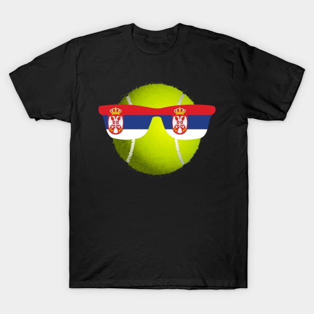 Tennis Ball With Serbia Sunglasses T-Shirt by Boo Face Designs
